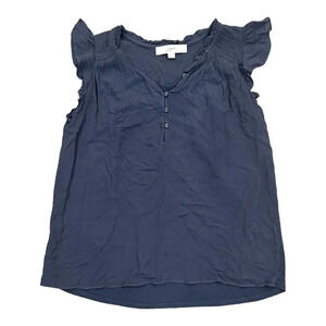 LOFT Gray Flutter Sleeve Rayon Blouse XSP